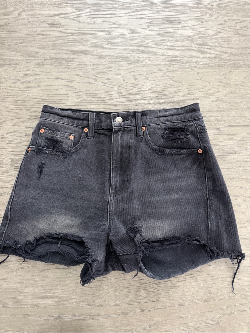 pistola Black Distressed High-Rise Jean Shorts